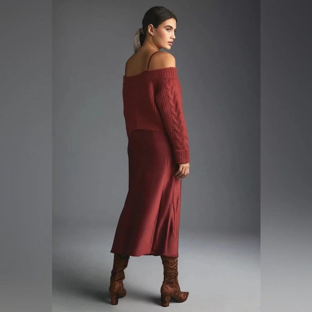 Anthropologie Mare Mare Layered Sweater & Slip Midi Dress - Picture 3 of 15
